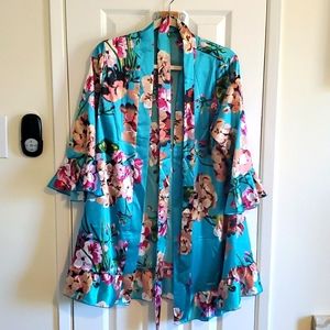 Floral robe dress satin